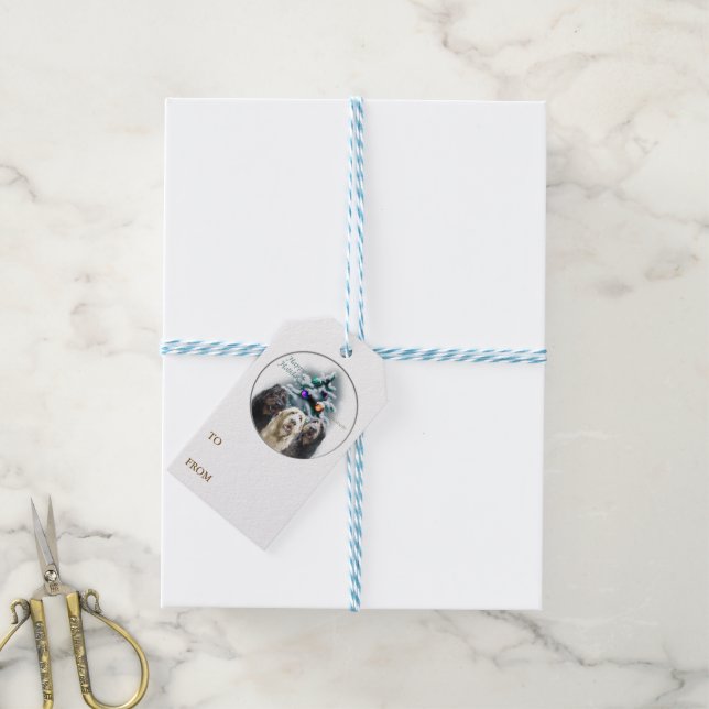 Labradoodle Trio-jul Presentetikett (Med Snöre)