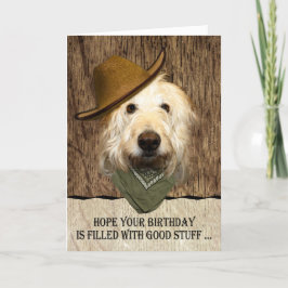 Labradoodle Wearing Cowboy Hat Funny Birthday Card Kort