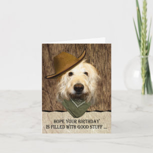 Labradoodle Wearing Cowboy Hat Funny Birthday Kort
