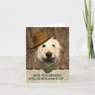 Labradoodle Wearing Cowboy Hat Funny Birthday Kort