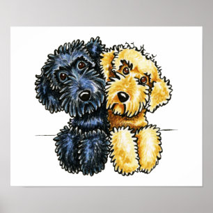 Labradoodles Black Gult Längs upp Poster