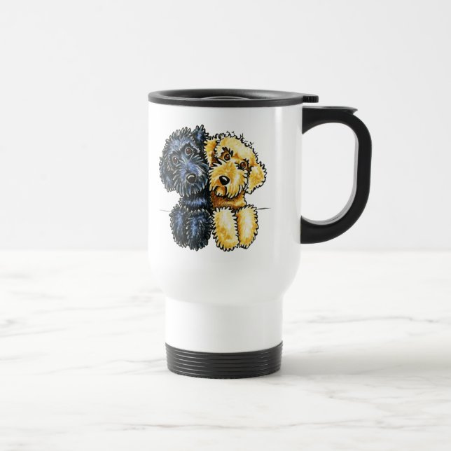 Labradoodles Black Gult Längs upp Resemugg (Höger)