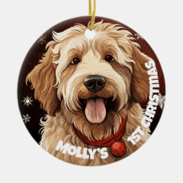 Labradoodles första jul julgransprydnad keramik