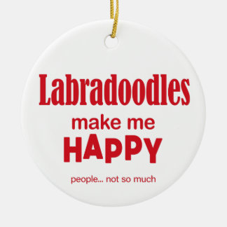 Labradoodles gör mig Lycklig Julgransprydnad Keramik