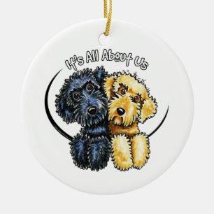 Labradoodles svartgult IAAU Julgransprydnad Keramik