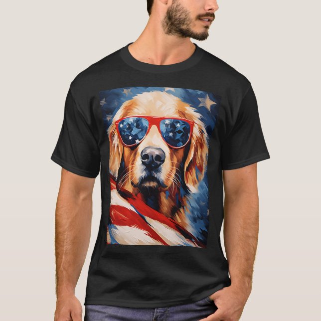 Labrador 4:e juli amerikanska flagga t shirt (Framsida)