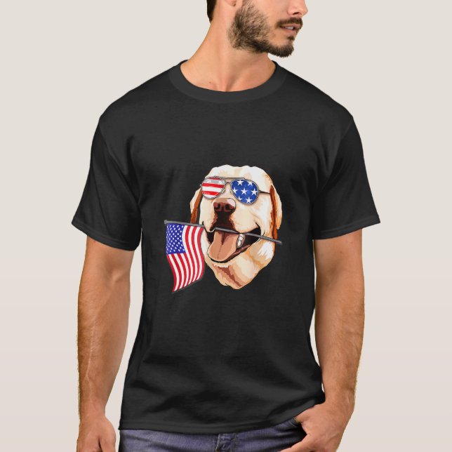 Labrador American Flagga Patriotic Labrador T Shirt (Framsida)