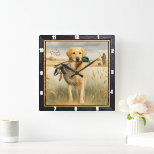 Labrador Anka Hunting Fyrkantig Klocka