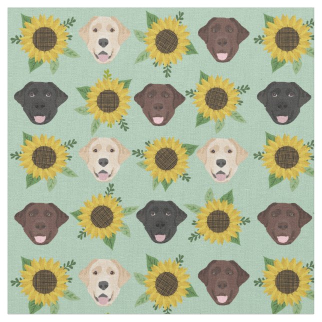 Labrador Ansikte Sunblommor mynta Tyg (Närbild)
