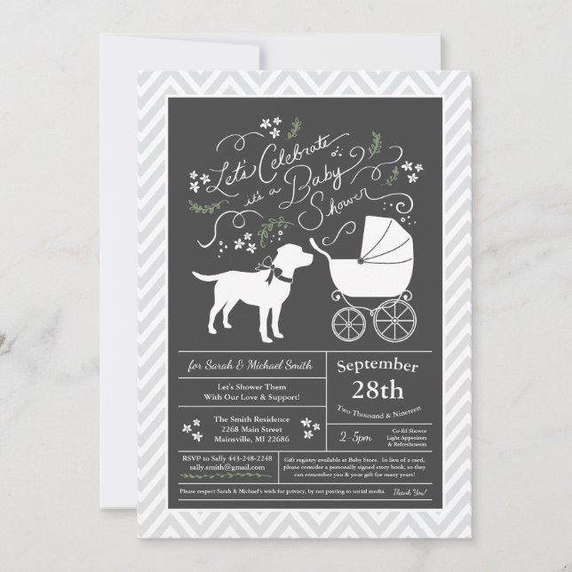 Labrador Baby Shower Gender Neutral Lab Inbjudningar (Framsida)