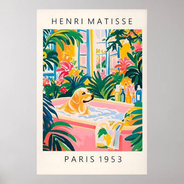Labrador Badrums Konsttryck Matisse Stil Tropisk Poster (Framsidan)