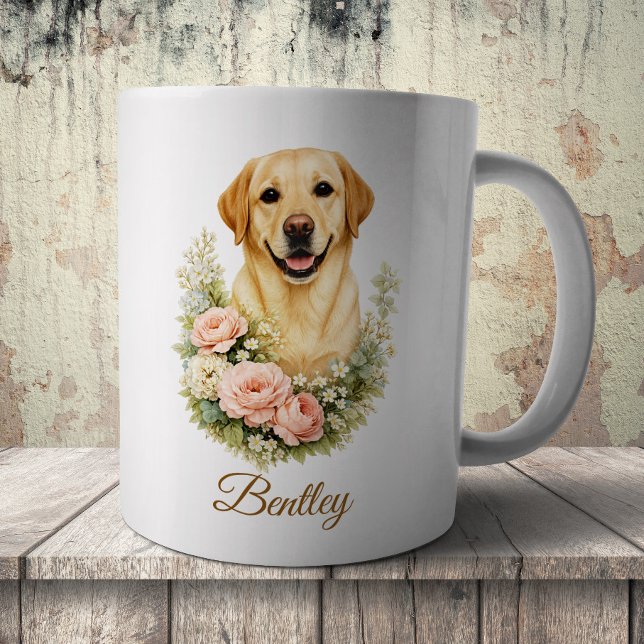 Labrador Blommig Porträtt Kaffemugg (Skapare uppladdad)
