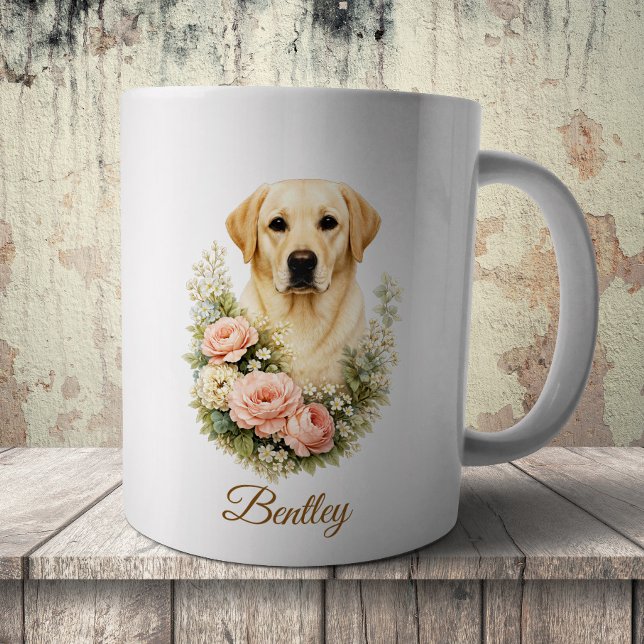 Labrador Blomsterporträtt Kaffemugg (Skapare uppladdad)