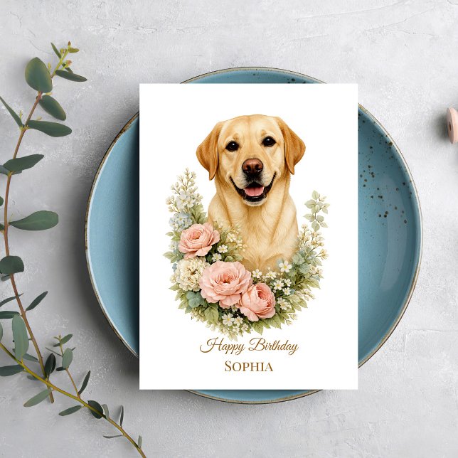 Labrador Blomsterporträtt Kort (Skapare uppladdad)