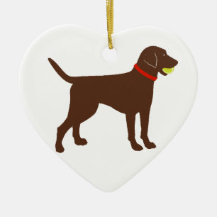 labrador boll fetch, chokladlabbspel julgransprydnad keramik