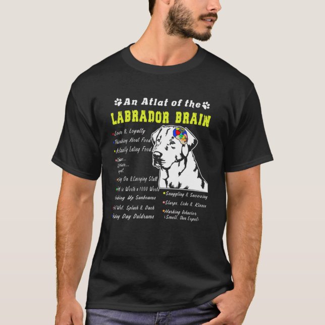 Labrador Brain Black Gult Chocolate Lab T Shirt (Framsida)