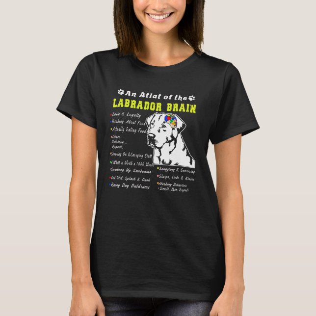Labrador Brain Black Yellow Chocolate Lab T Shirt (Framsida)