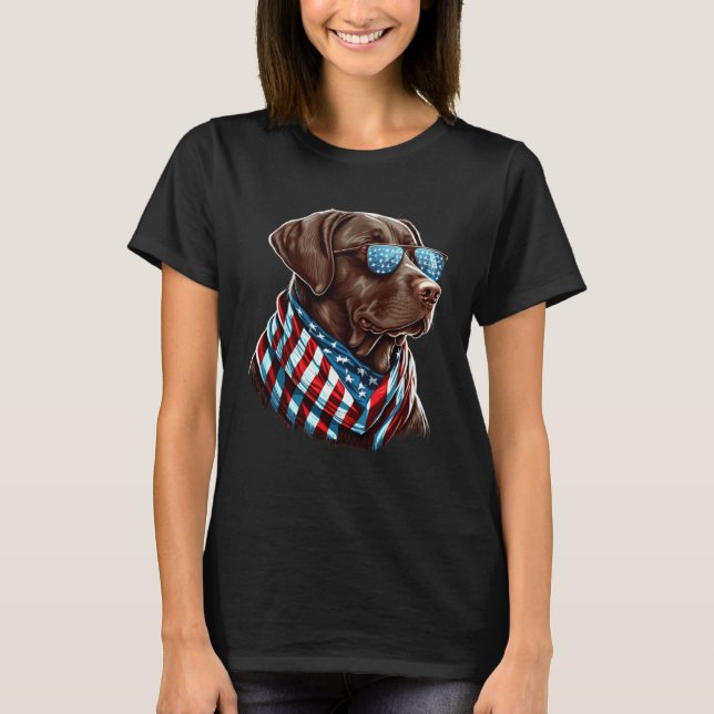Labrador Chocolate Patriotic USA Proud T Shirt (Framsida)