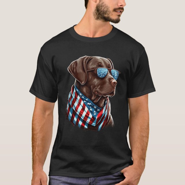 Labrador Chocolate Patriotic USA Proud T Shirt (Framsida)