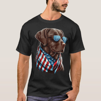 Labrador Chocolate Patriotic USA Proud T Shirt