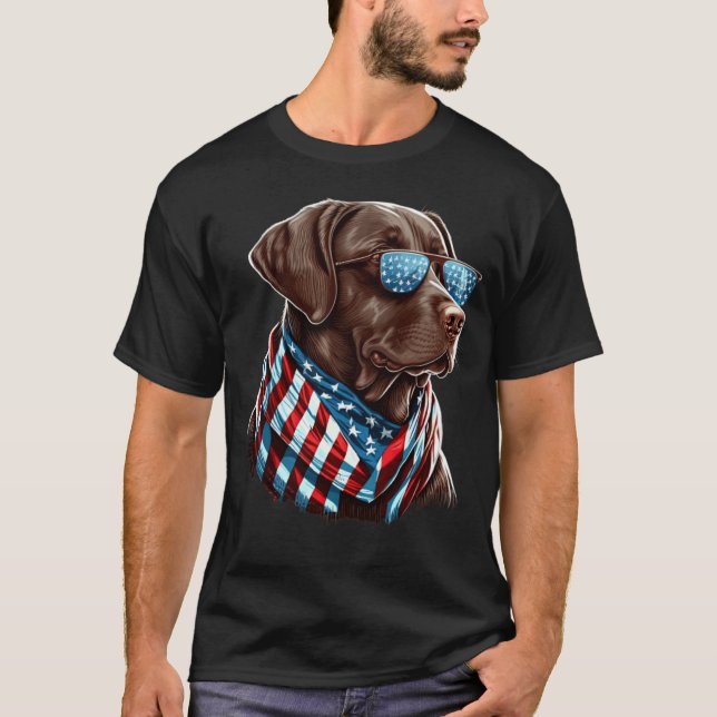 Labrador Chocolate Patriotic USA Proud T Shirt (Framsida)