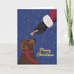 Labrador Chocolate Retriever Hund jul Helgkort