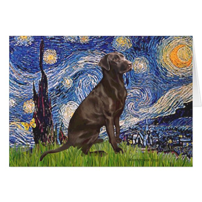 Labrador (Choklad1) - Stjärnkväll Hälsningskort (Framsidan Horizontal)