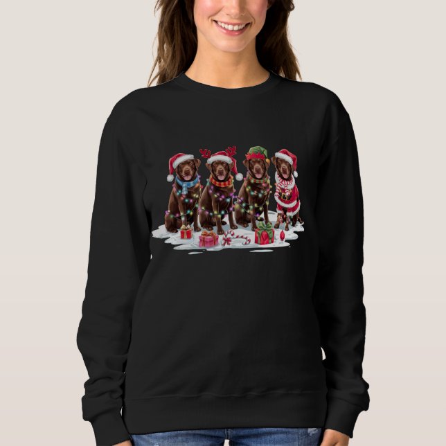 Labrador choklad Santa Mattskvarnar under julen T Shirt (Framsida)