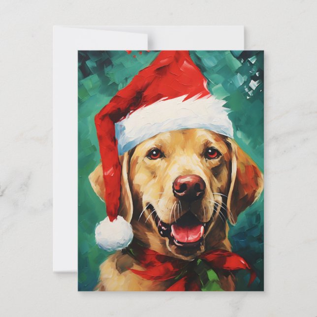 Labrador Christmas brush painting artwork Julkort (Framsida)