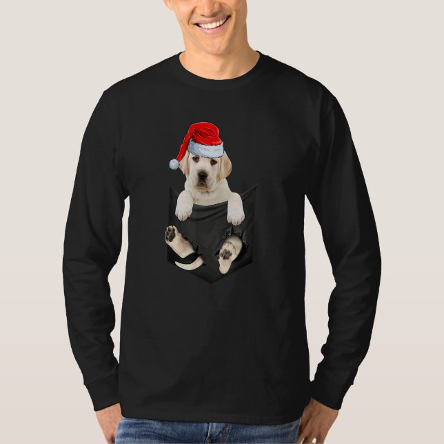 Labrador Christmas In Pocket Santa Hat Labrador Ch T Shirt (Framsida)