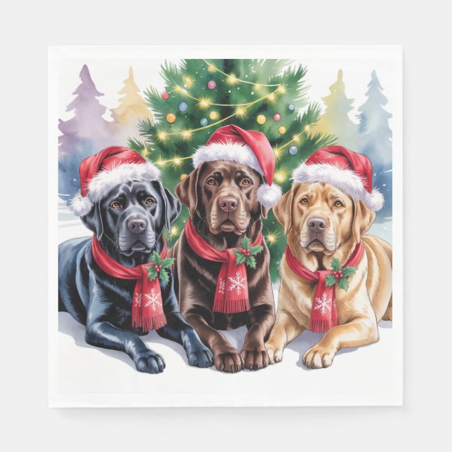 Labrador Christmas Paper Napkin Pappersservett (Framsidan)