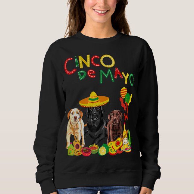 Labrador Cinco De Mayo Chocolate Svart lab T Shirt (Framsida)