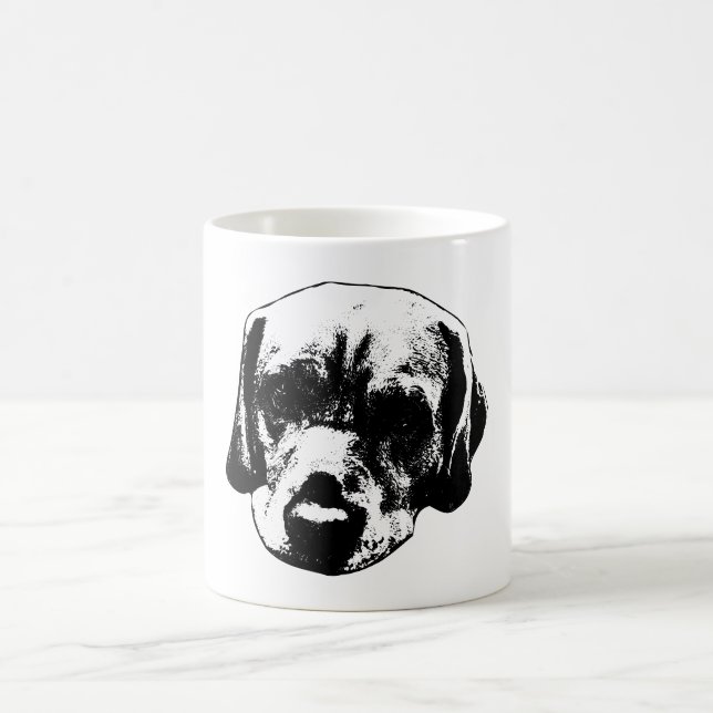 Labrador Close Black & White Art Mugg (Center)