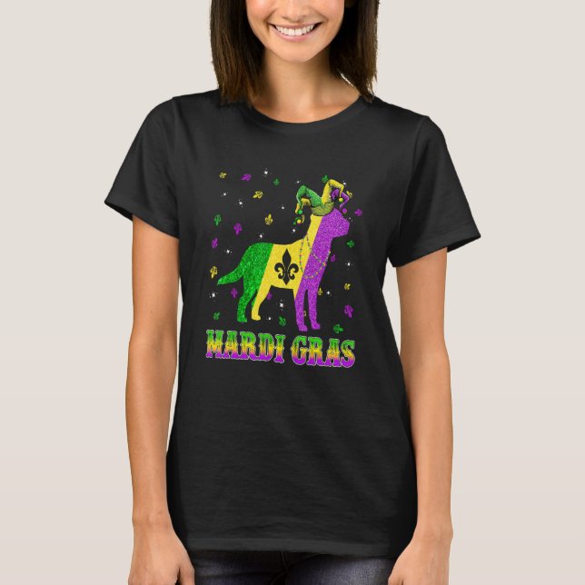 Labrador Dog Mardi Gras Carnival Jester Beads T Shirt (Framsida)