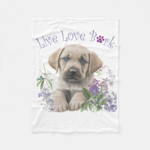 Labrador Dog Mom Blommig Fleecefilt