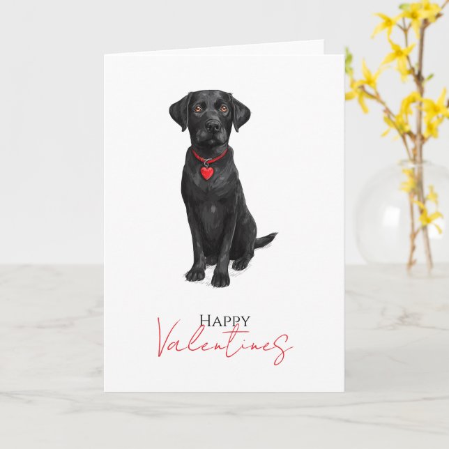  Labrador Dog With Love Heart Valentines Kort (Gul blomma)