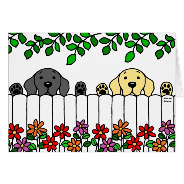 Labrador Duo ser dig Hälsningskort (Framsidan Horizontal)
