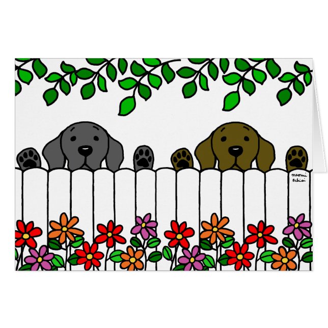 Labrador Duo ser dig Hälsningskort (Framsidan Horizontal)
