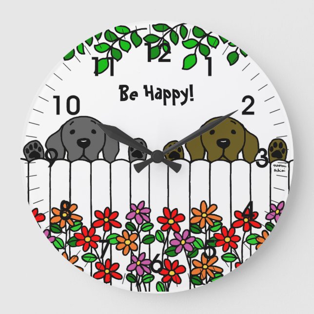 Labrador Duo tittar på dig Stor Klocka (Framsida)