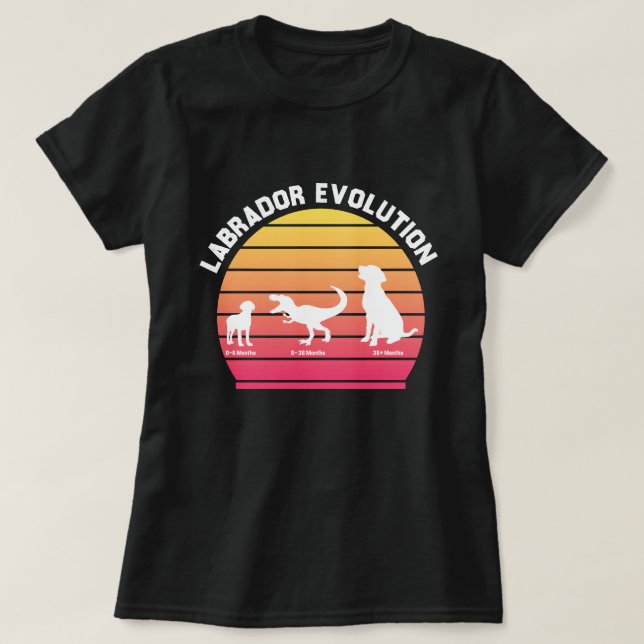 Labrador Evolution Funny White Silhouette Sunset T Shirt (Design framsida)