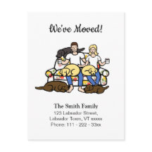 Labrador Familj Tecknad Flyttmeddelande