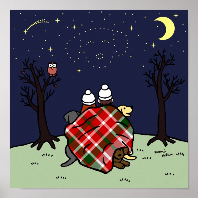 Labrador Family and Starry Himlar Poster (Framsidan)