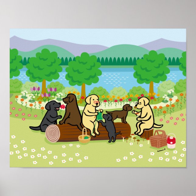 Labrador Family Picnic Poster (Framsidan)