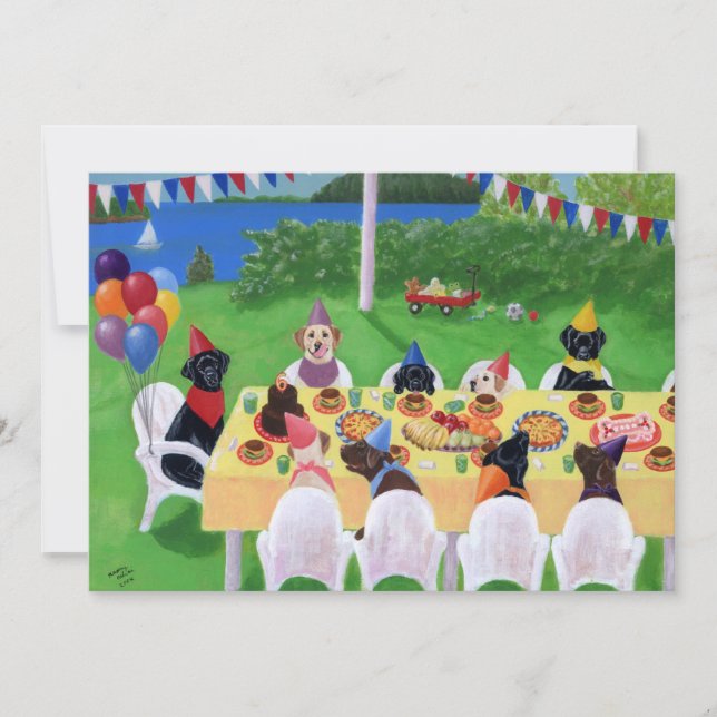 Labrador födelsedagsfest inbjudan (Framsida)