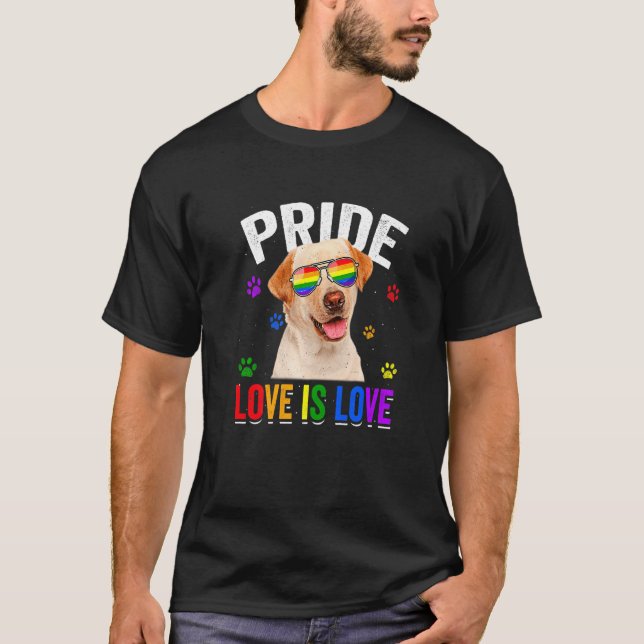 Labrador Gay pride Lgbt Rainbow Flagga Hund T Shirt (Framsida)