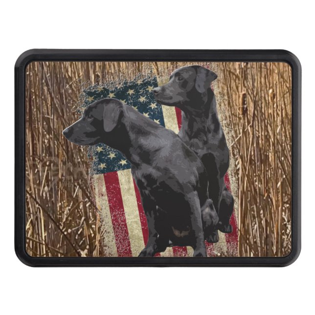 Labrador Gifts, Patriotic Labrador Hitch Cover Dragkroksskydd (Framsidan)