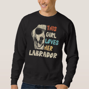 Labrador Girl Coola Vintage Retro for Hund Mamma Lång Ärmad Tröja