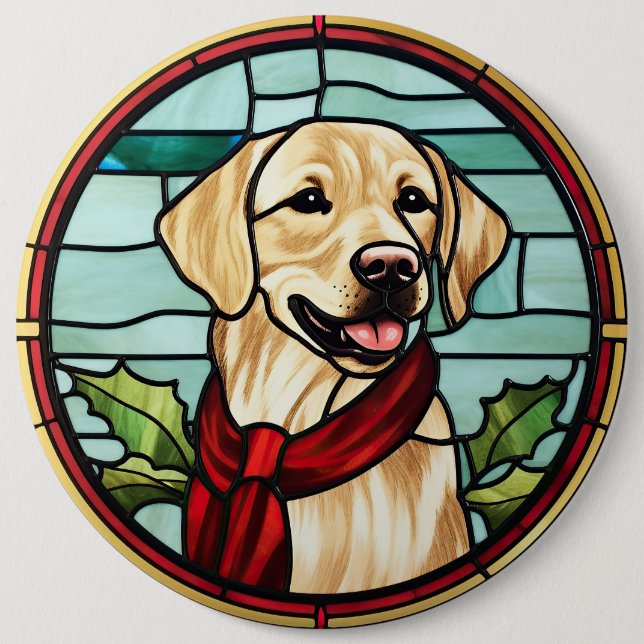 Labrador Glasmålning Jul Knapp (Framsida)