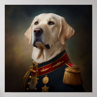 Labrador Golden Retriever Finare militärPorträtt Poster