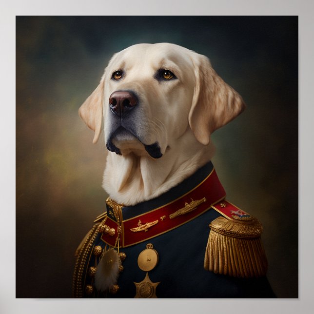 Labrador Golden Retriever Finare militärPorträtt Poster (Framsidan)